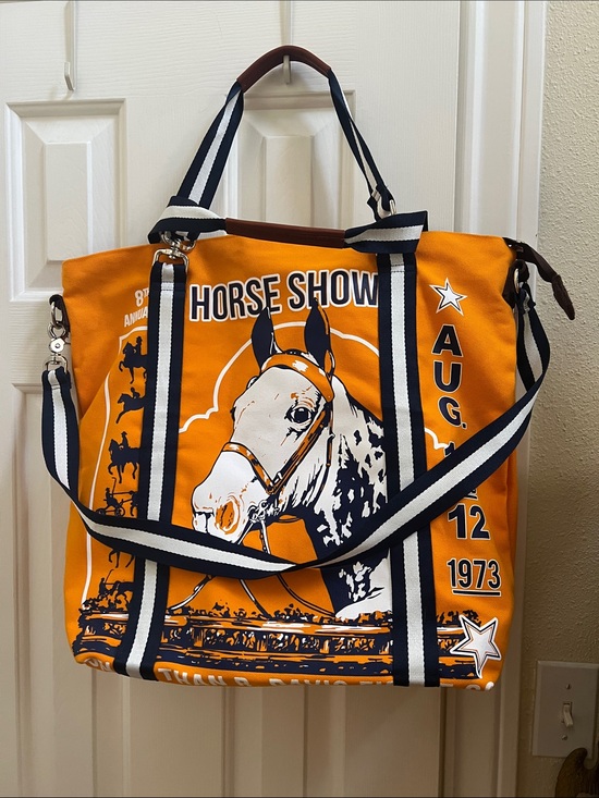 Rebecca Ray Handbags - Rebecca Ray Mary Ann Horse Show Tote in orange Equestrian Dallas Pa.
